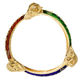 Red, Blue and Green Enamel Ram Heads Bangle Bracelet