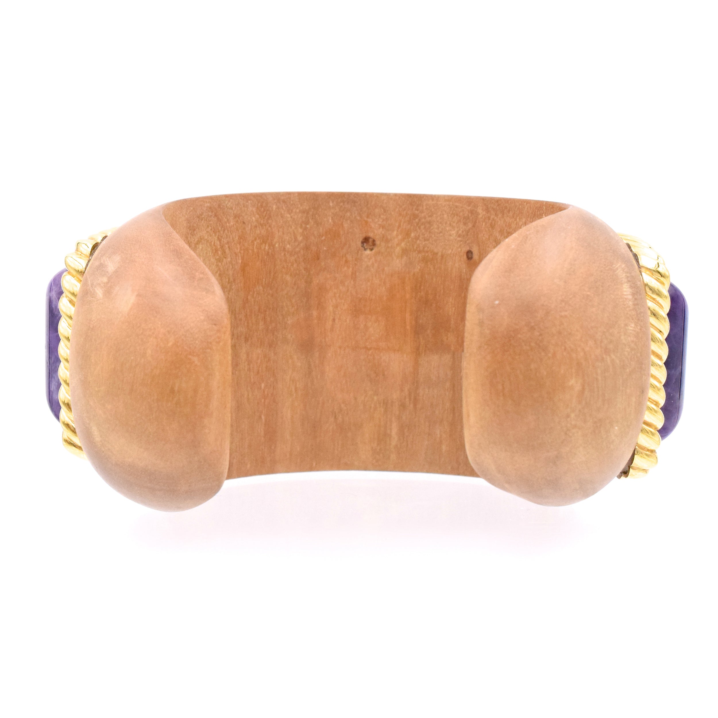 1980's Amethyst, Pearls & Wood Cuff Bracelet