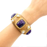 1980's Amethyst, Pearls & Wood Cuff Bracelet
