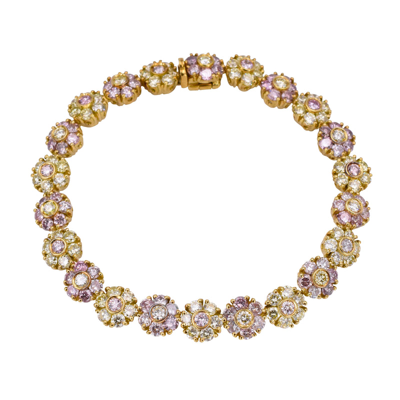Pink & Yellow Diamond Floret Bracelet