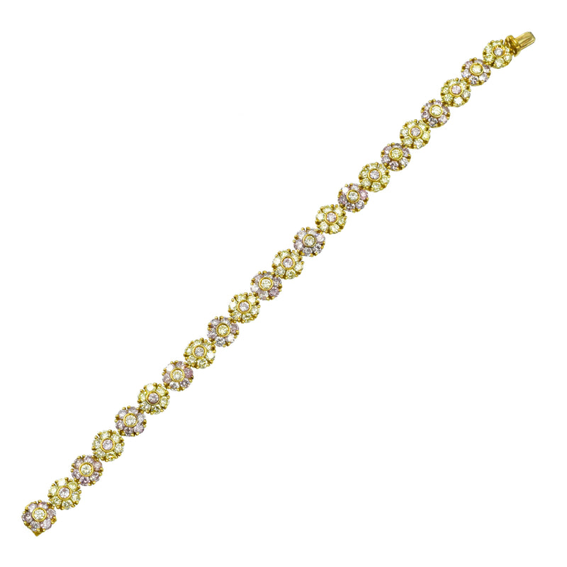 Pink & Yellow Diamond Floret Bracelet