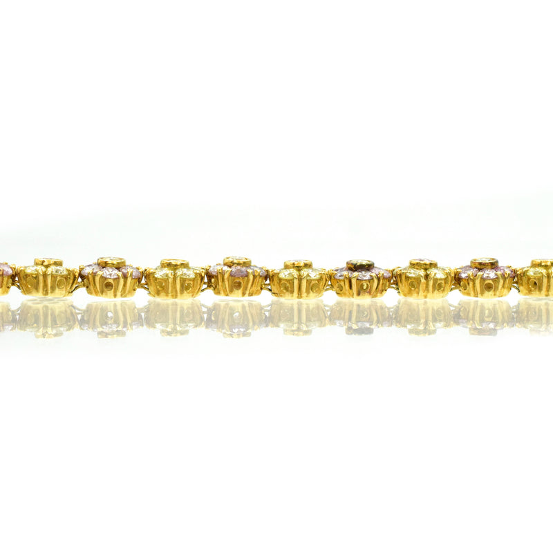 Pink & Yellow Diamond Floret Bracelet