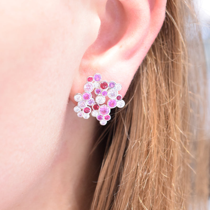 Tiffany & Co Pink & White Diamonds & Pink Sapphires Bracelet & Earrings Set