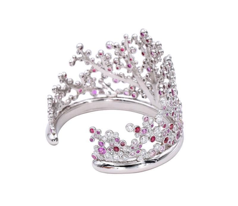 Tiffany & Co Pink & White Diamonds & Pink Sapphires Bracelet & Earrings Set