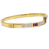Ruby & Diamond Bangle Bracelet in 18K Yellow Gold