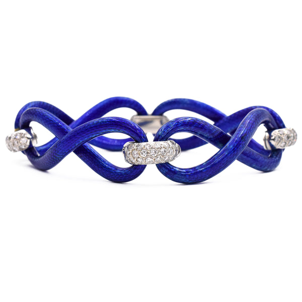 2.40ct Diamond & Enamel Infinity Link Bracelet in 18k White Gold