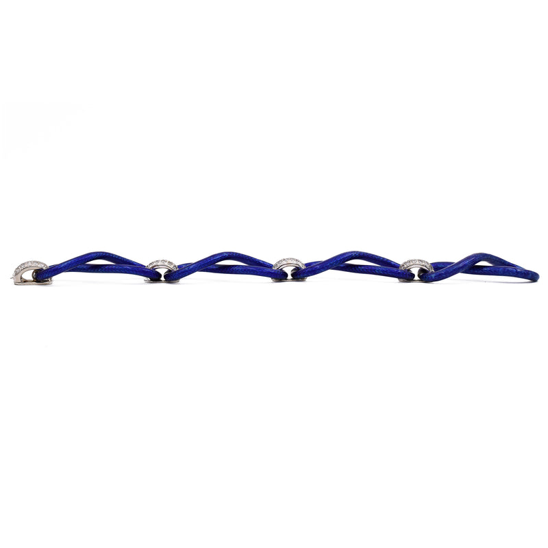 2.40ct Diamond & Enamel Infinity Link Bracelet in 18k White Gold