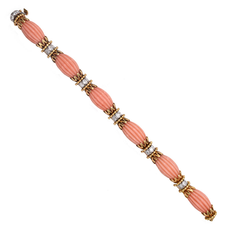 1970's Coral & Diamond Bracelet by Van Cleef & Arpels