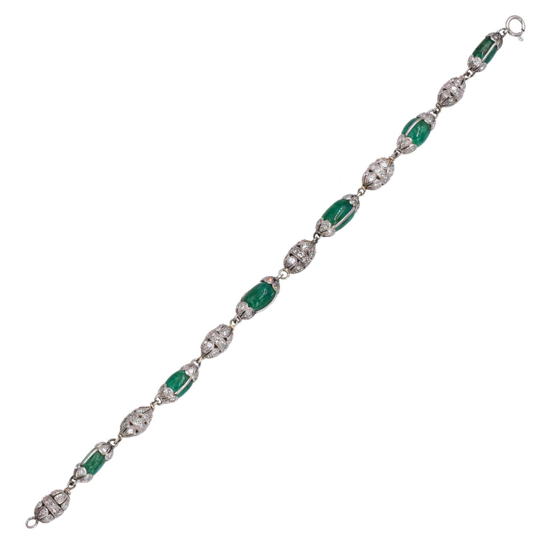 1915's Antique Emerald & Diamond Bracelet