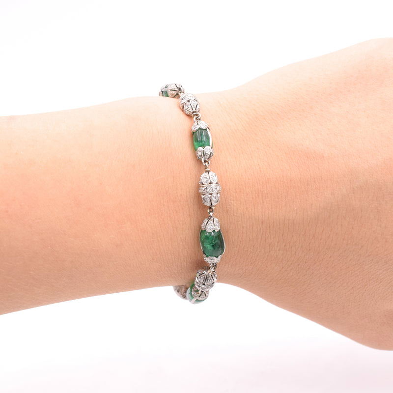 1915's Antique Emerald & Diamond Bracelet