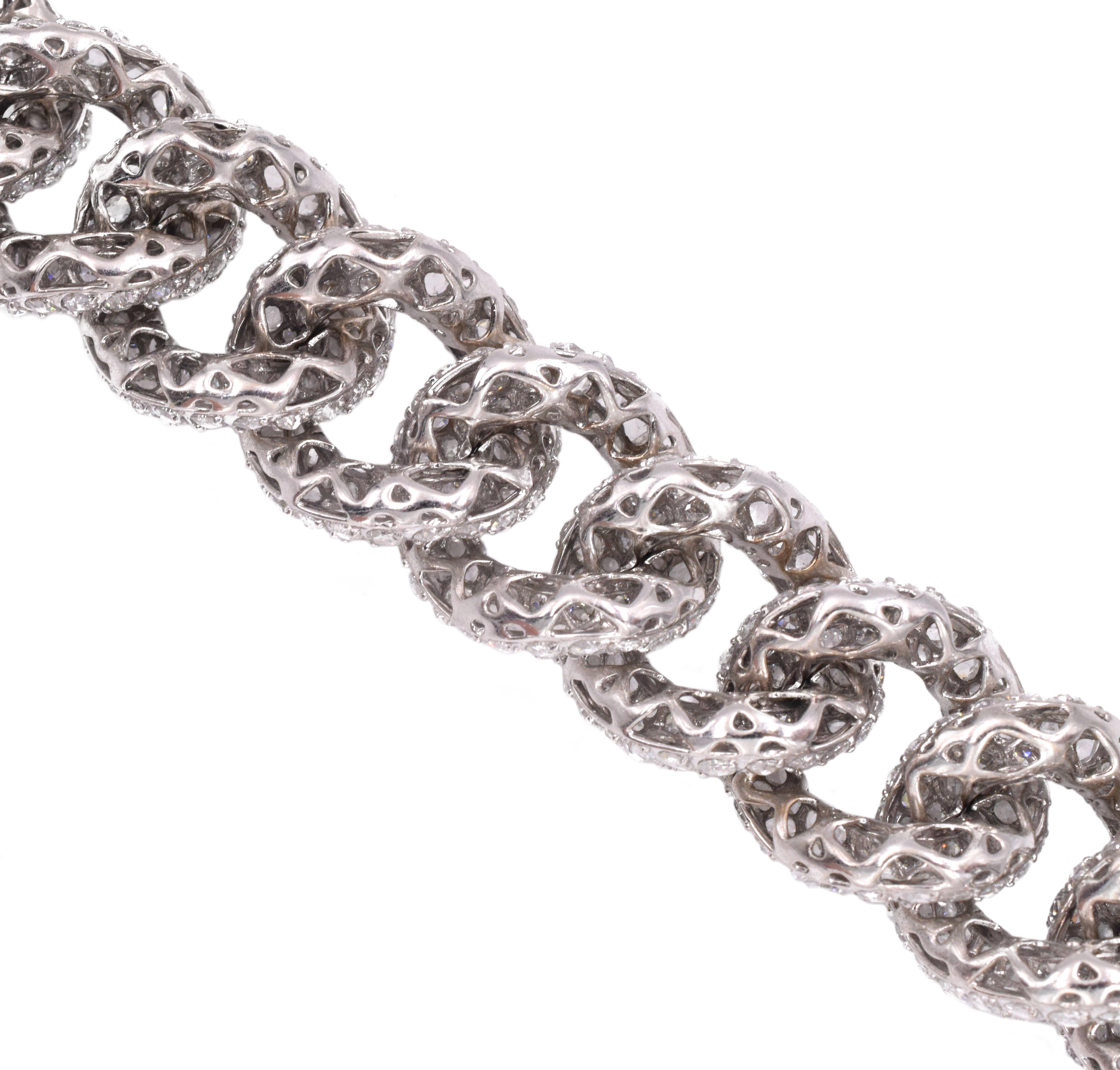 Exquisite 65ct Diamond Pave Curb Link Bracelet