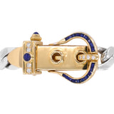 Sapphire & Diamond Belt Buckle Bracelet in 18k Yellow Gold & Silver