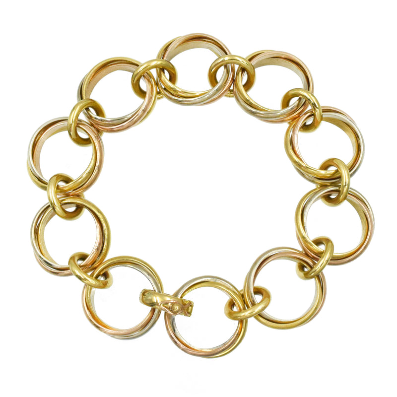 1991 Cartier 'Trinity" Tri-Tone 18k Gold Bracelet