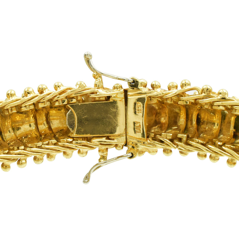 Blue & Green Enamel Dragon Scales Bracelet in 18k Yellow Gold