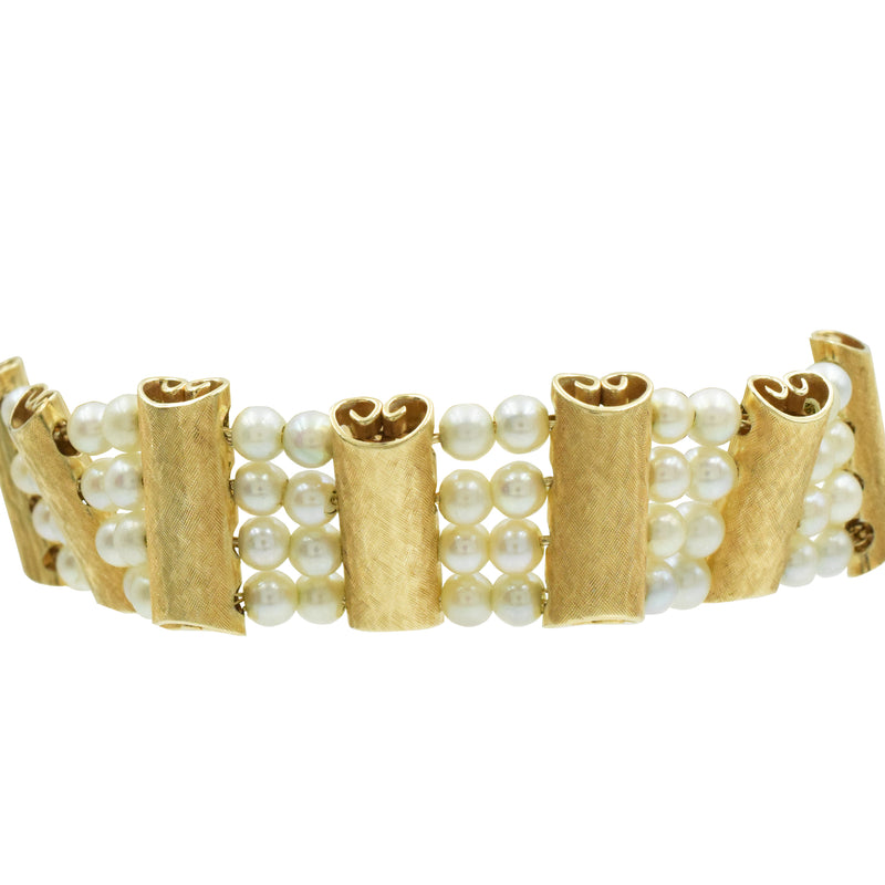 Lucien Piccard Pearl & 14k Yellow Gold Bracelet