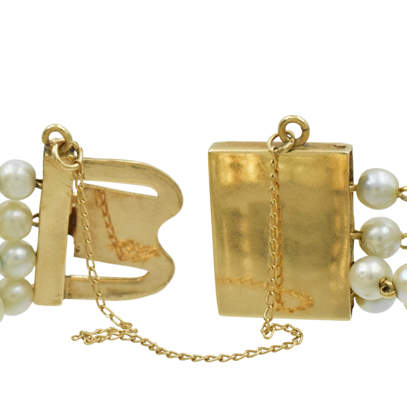 Lucien Piccard Pearl & 14k Yellow Gold Bracelet