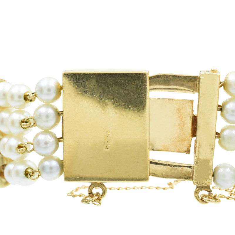 Lucien Piccard Pearl & 14k Yellow Gold Bracelet