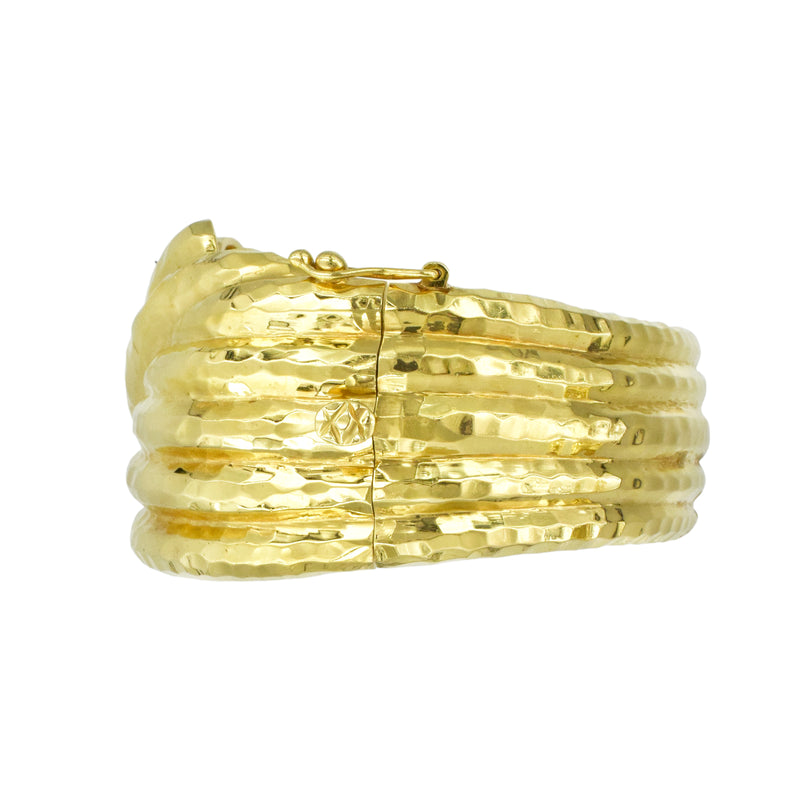 35mm Wide Hammered Gold Cuff Bracelet