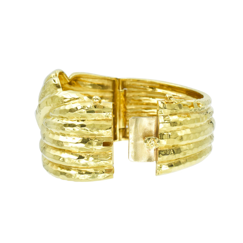 35mm Wide Hammered Gold Cuff Bracelet