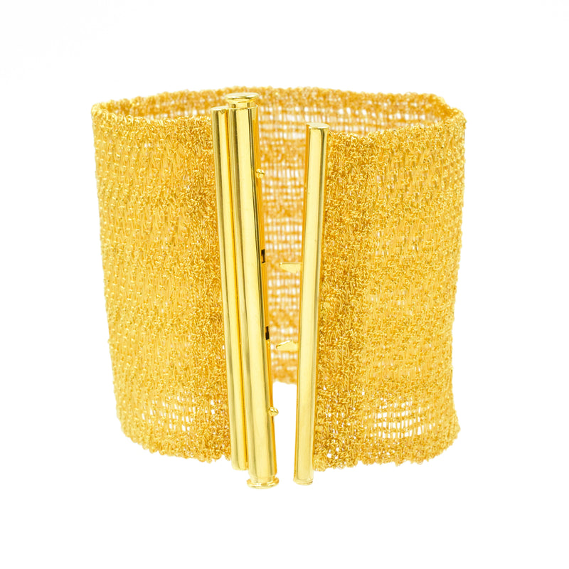 2.4" Wide 18k Yellow Gold Mesh Bracelet