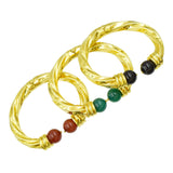Set Of Bangle Bracelets with Green & Black Onyx & Carnelian Beads