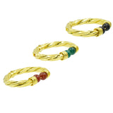 Set Of Bangle Bracelets with Green & Black Onyx & Carnelian Beads