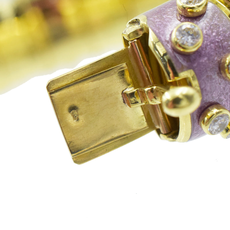 Tiffany & Co. Schlumberger Diamond and Lavender Paillonné Enamel Bangle