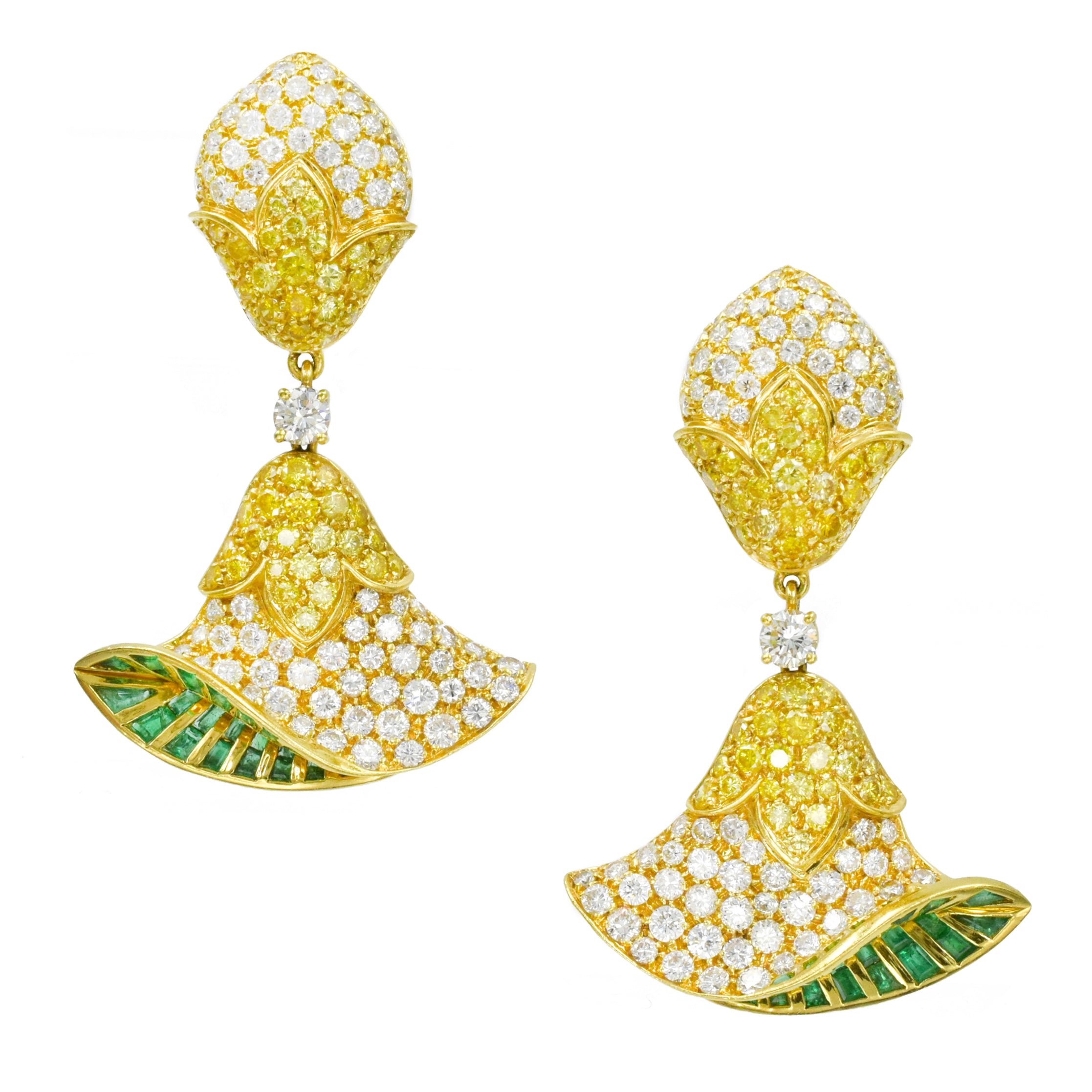 Fancy Intense Yellow & White Diamond Belle Flower Earrings