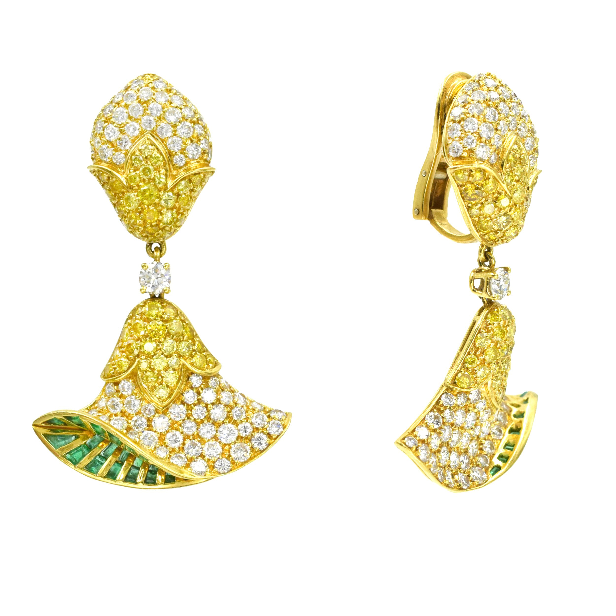 Fancy Intense Yellow & White Diamond Belle Flower Earrings