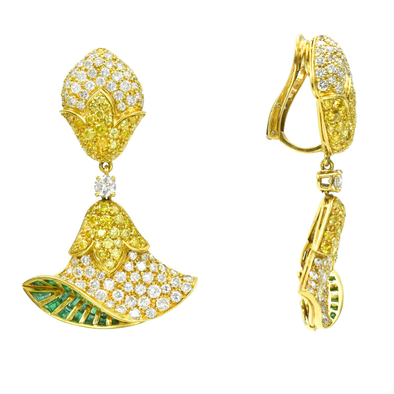 Fancy Intense Yellow & White Diamond Belle Flower Earrings