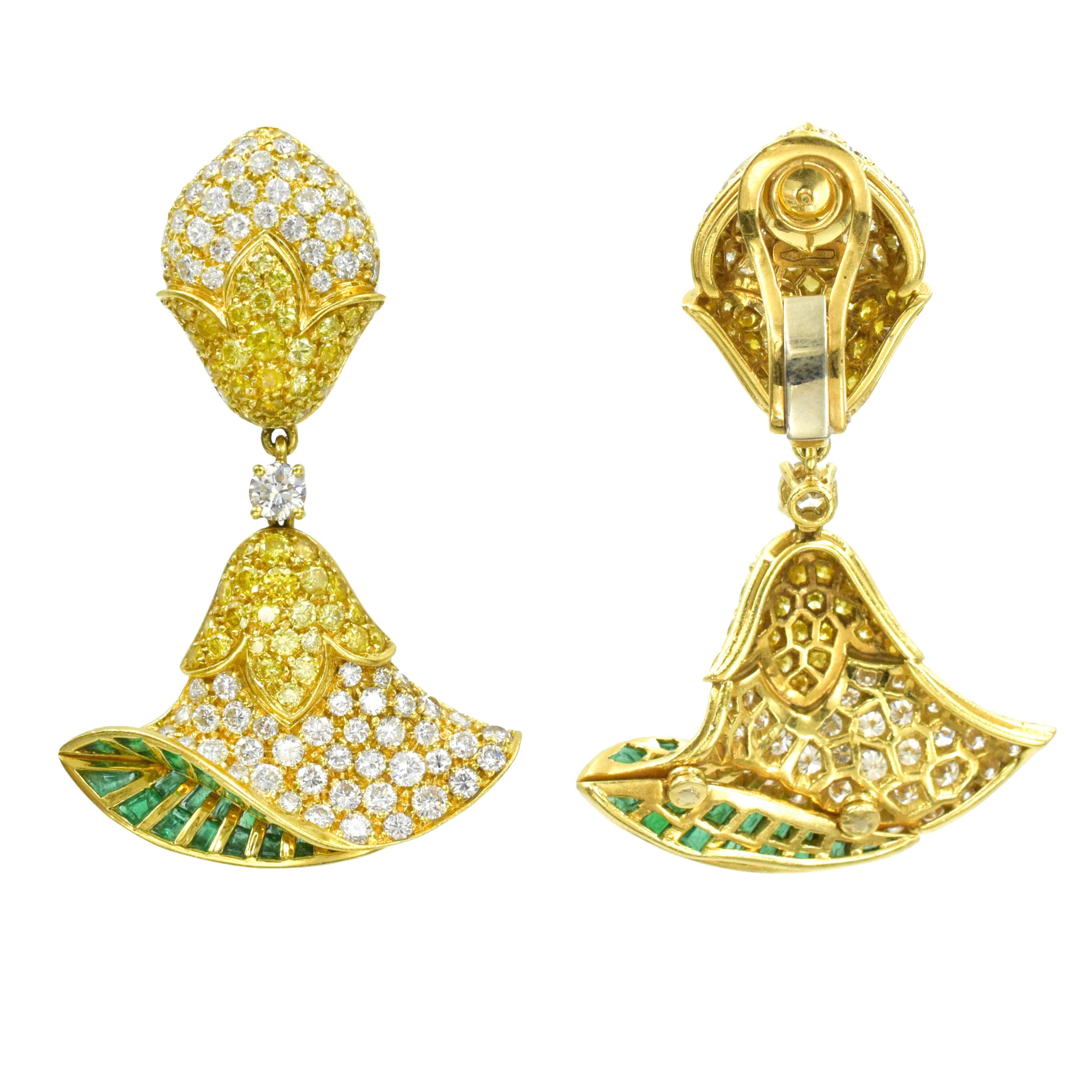 Fancy Intense Yellow & White Diamond Belle Flower Earrings