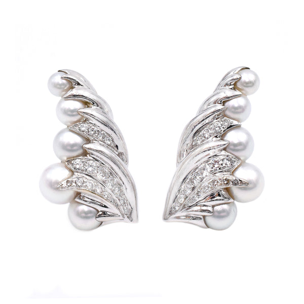 Seaman Schepps Pearl & Diamond Earrings