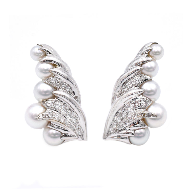 Seaman Schepps Pearl & Diamond Earrings