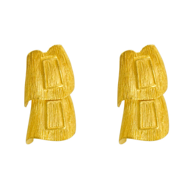 Vintage 24k Yellow Gold Brushed Earrings