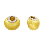 1990's David Webb Diamond & Enamel Crescent Earrings