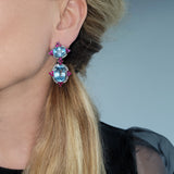 Aquamarine, Ruby & Diamond Drop Earrings