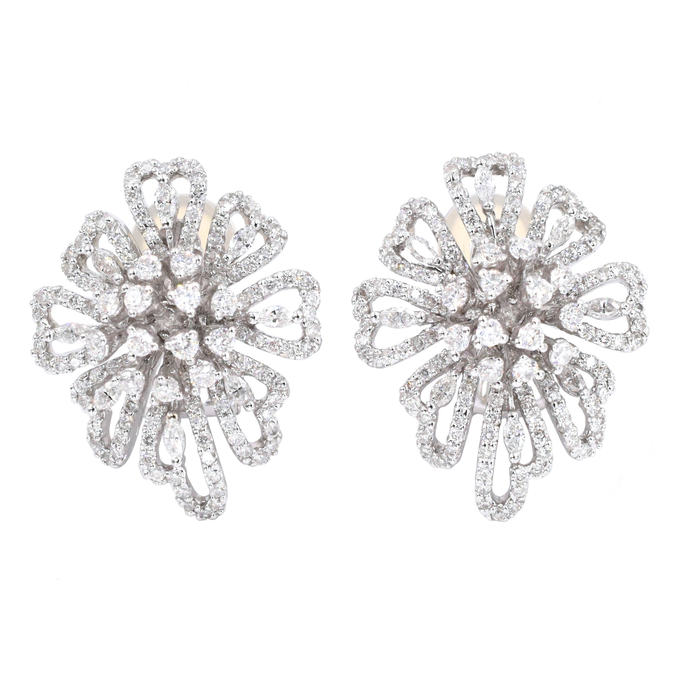 2.90ct Diamond Flower Blossom Earrings