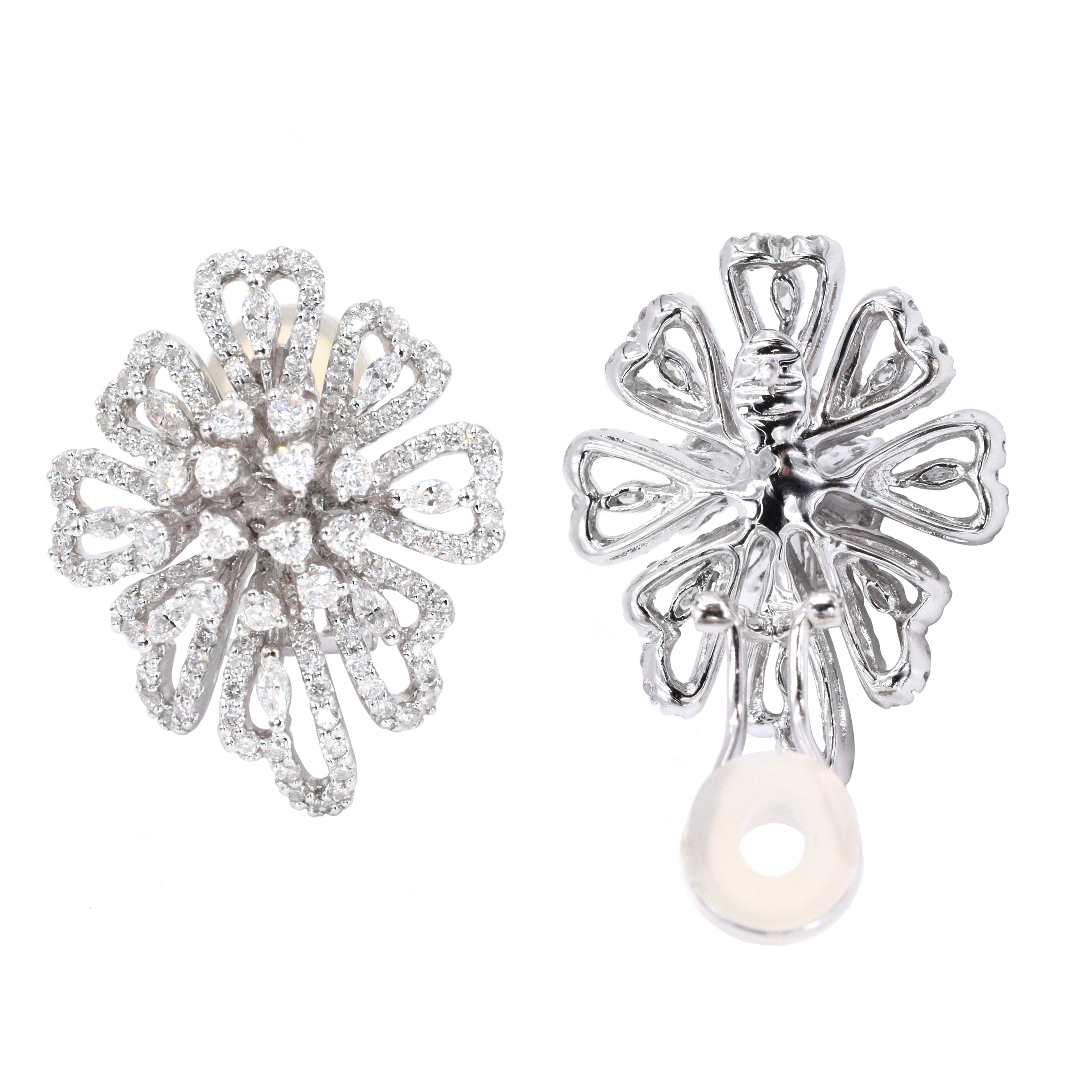 2.90ct Diamond Flower Blossom Earrings