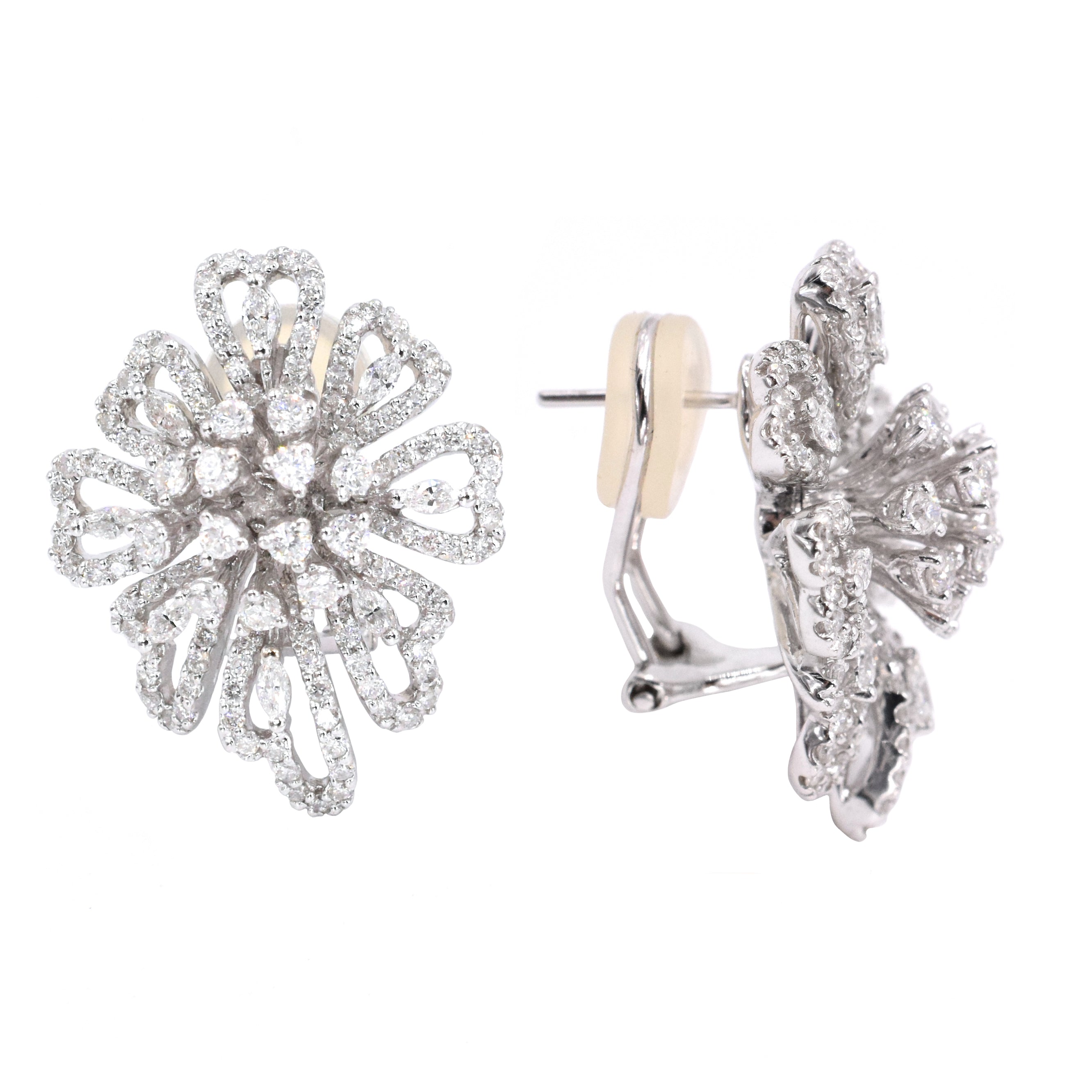 2.90ct Diamond Flower Blossom Earrings