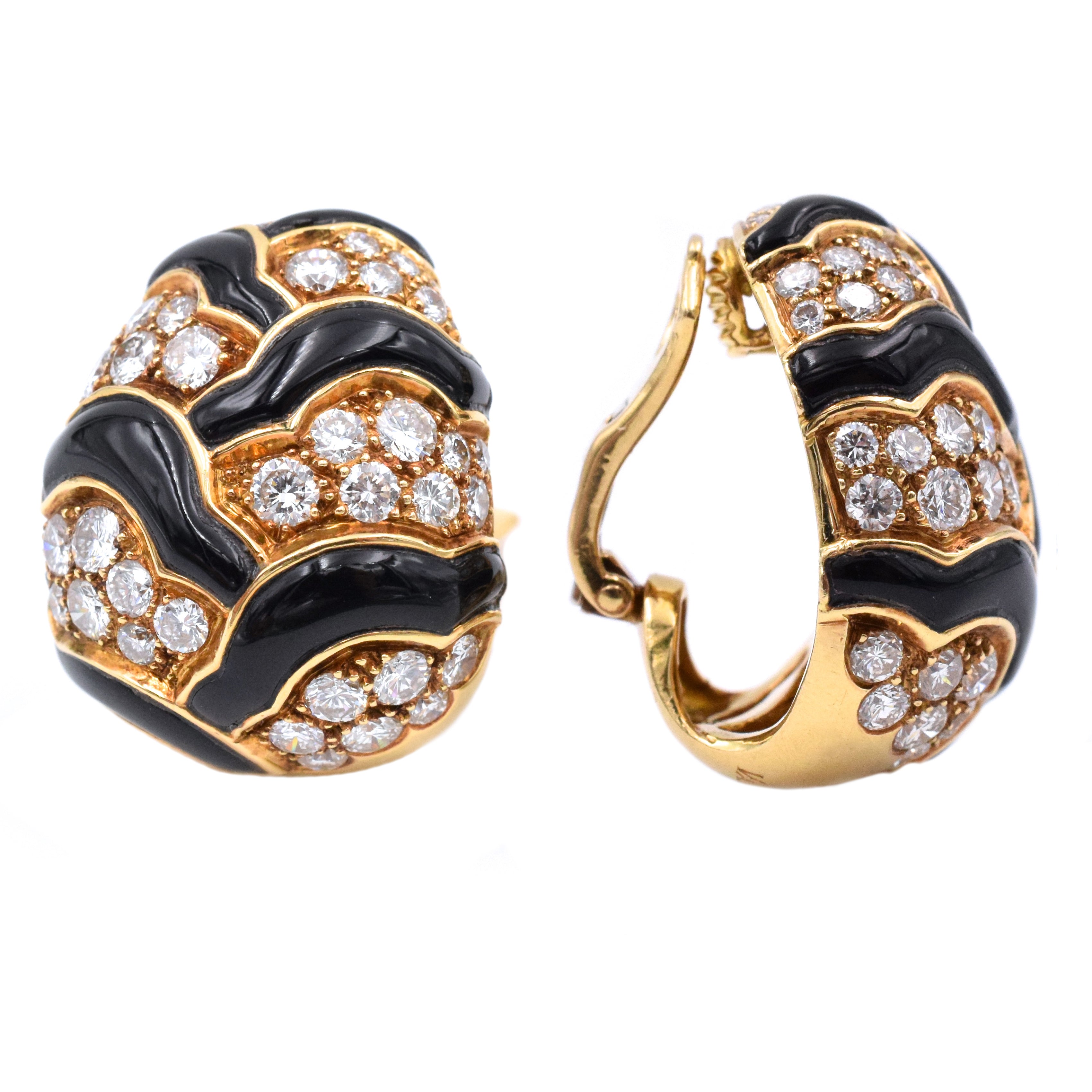 1990's Van Cleef & Aprels Diamond & Onyx Earrings