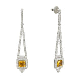 Citrine and diamond dangle earrings