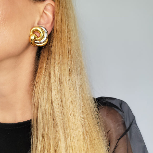1990's Chaumet Paris 18k Two Tone Gold Earrings