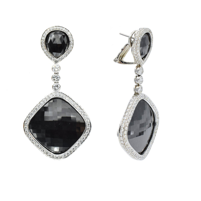 48.42ct. Black & White Diamond Pendant Earrings