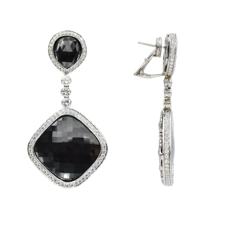 48.42ct. Black & White Diamond Pendant Earrings