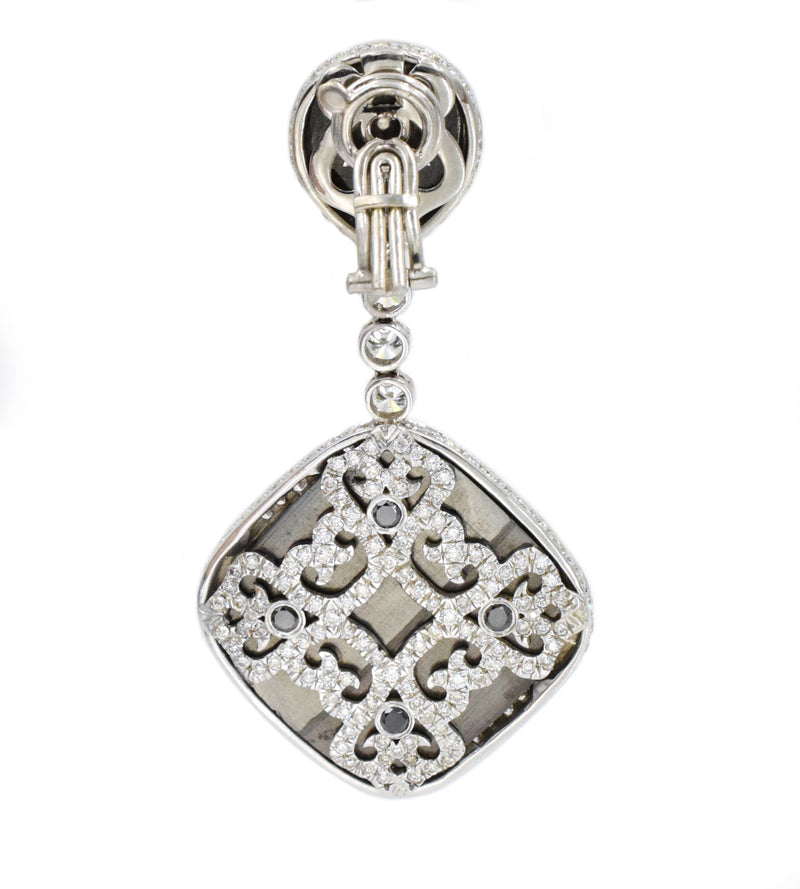 48.42ct. Black & White Diamond Pendant Earrings