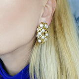 Pearl Hoop Clip-On Earrings in 18k Yellow Gold