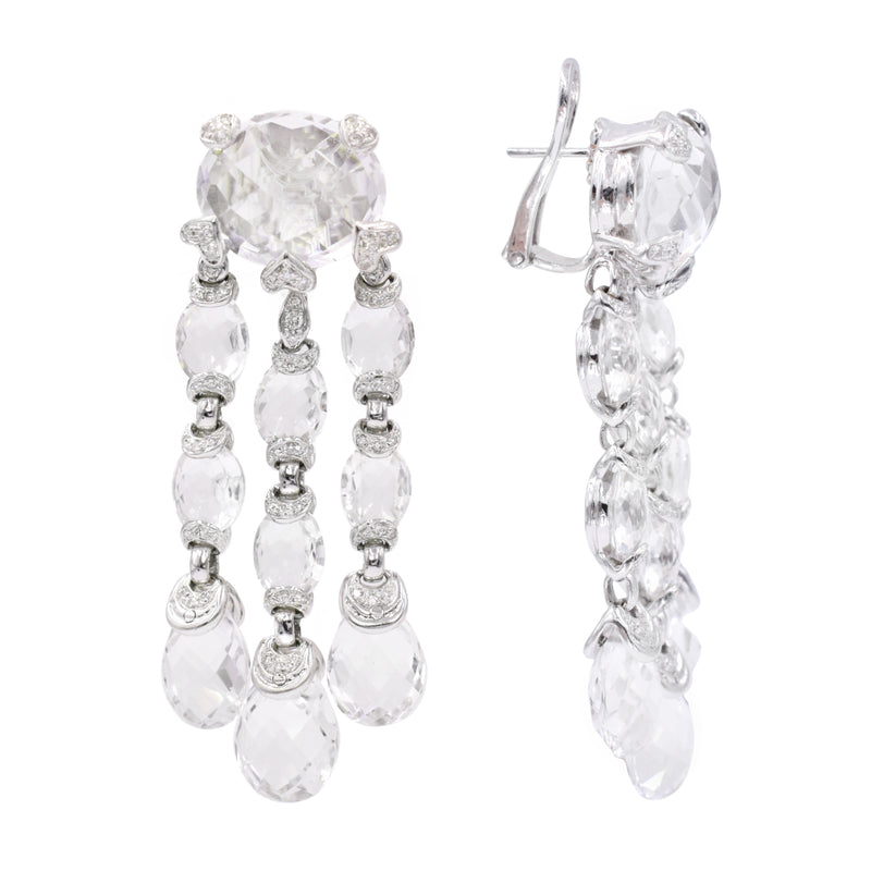 Diamond & Crystal Chandelier Earrings in 18k White Gold