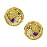 Large Circular Design 5ct Amethyst & 2.5ct Diamond Earrings