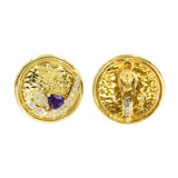 Large Circular Design 5ct Amethyst & 2.5ct Diamond Earrings