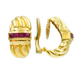 1990's Tiffany & Co Ruby Earrings in 18k Yellow Gold